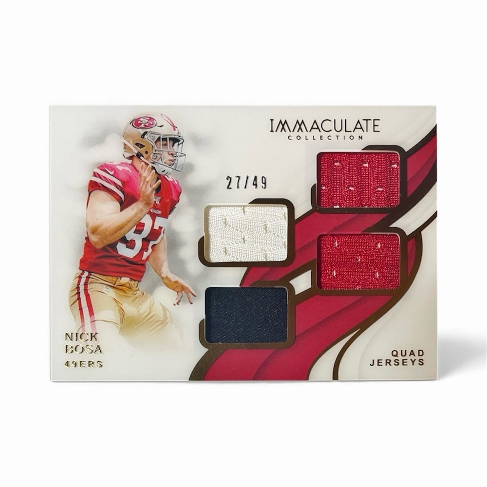 Nick Bosa Rookie Immaculate Quad Jerseys SSP 27/49 NFL Football 49ers Card